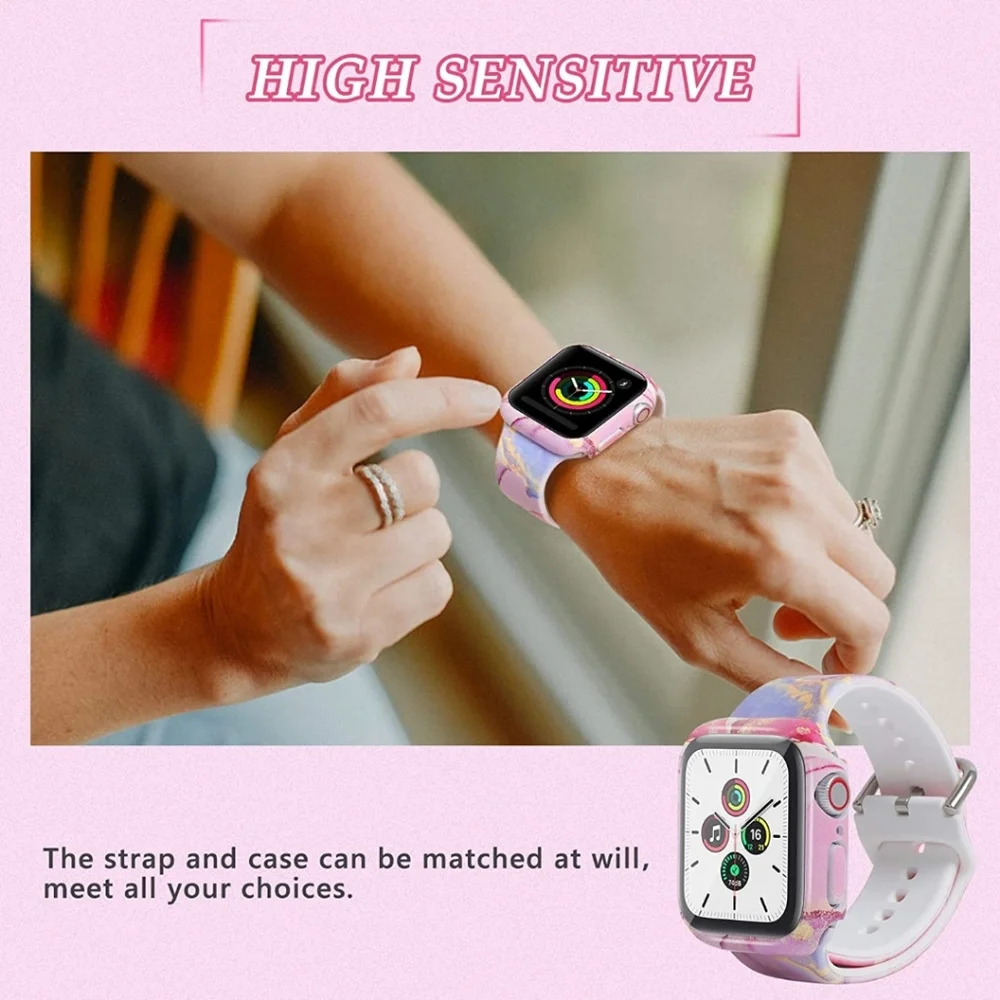 2in1 Band Compatible with Apple Watch Band 41mm Soft Strap series7